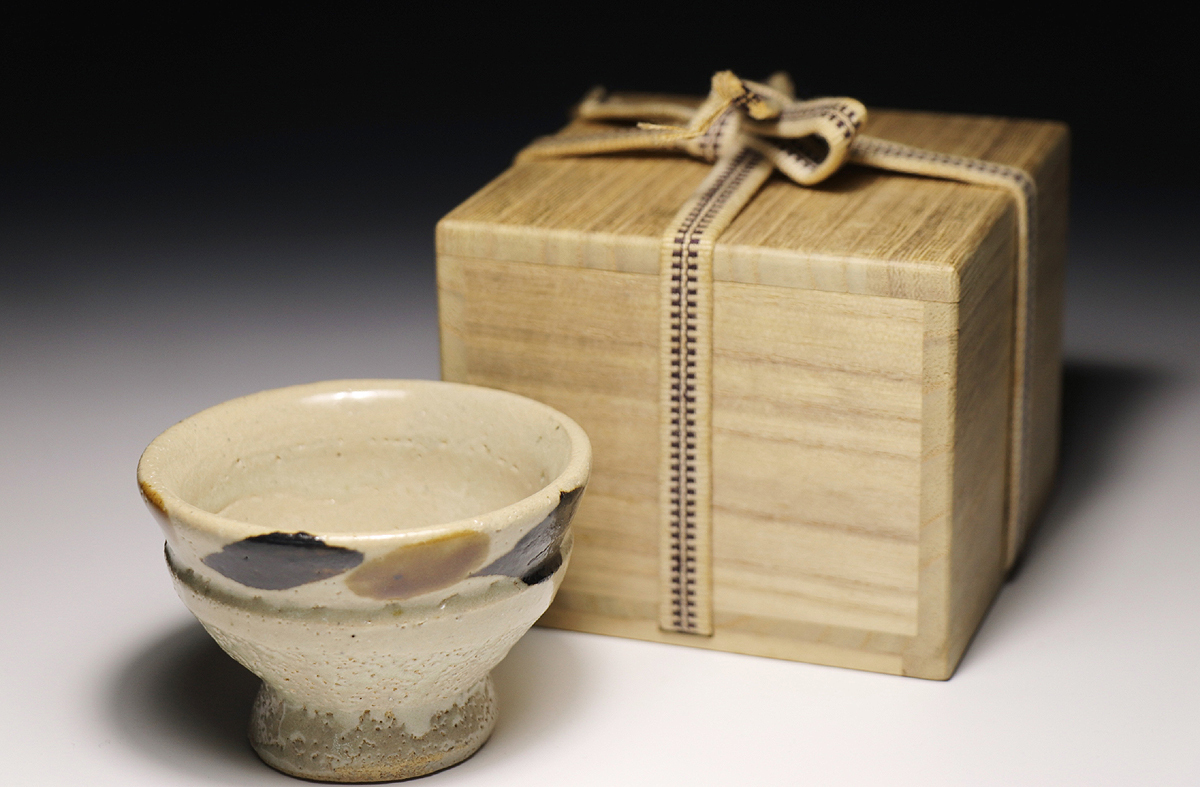 侍】人間国宝 『濱田庄司』作 鉄絵盃 共箱付 酒器ぐい呑杯