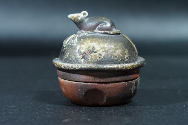 人気定番，格安 48C59◇陶古銘 備前 鼠摘香合 蓋物◇日本の焼き物