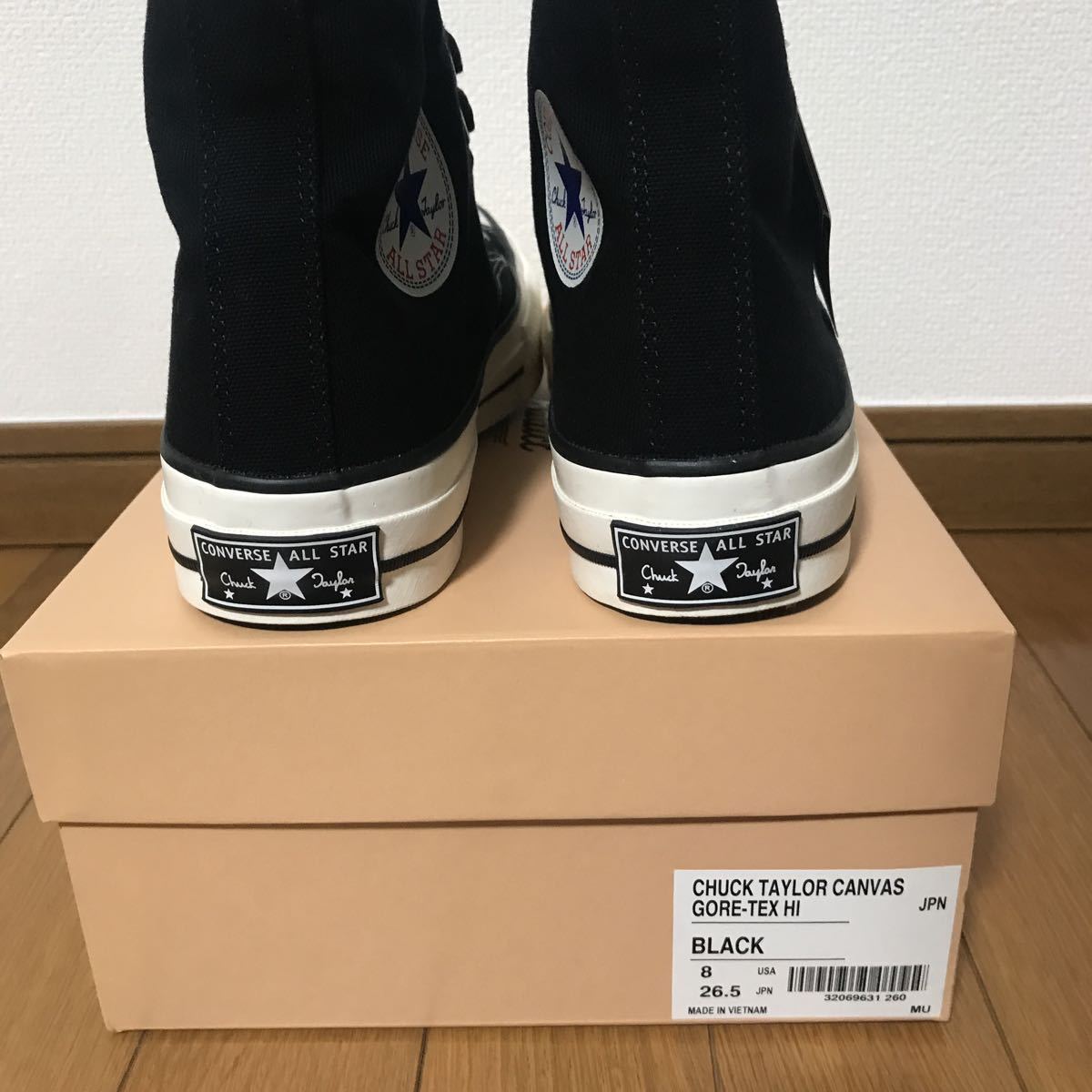 converse addict chuck taylor canvas gore-tex hi black 26.5 ct 70 