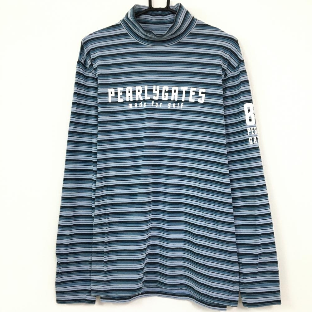  PEARLEY GATES パーリーゲイツ 長袖ハイネックシャツ ライトブルー&times;黒 ボーダー ストレッチ プリント メンズ 6 LL ゴルフウェア(パーリーゲイツ)｜売買されたオークション情報、yahooの商品情 シャツ
