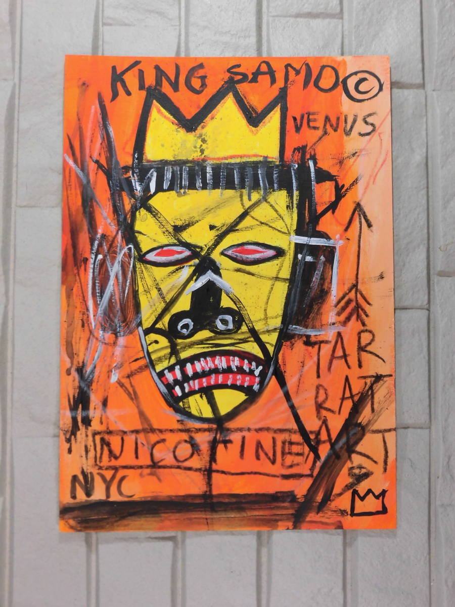 バスキア　Basquiat(Untitled King SAMO) ★混合メディアペインティング(中)★希少作品★販売証明書付属★限定販売作品★超特価☆