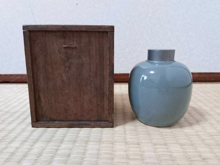 煎茶道具 茶道具 茶心壷 Yahoo!オークション 時代物 青磁 錫口 良品