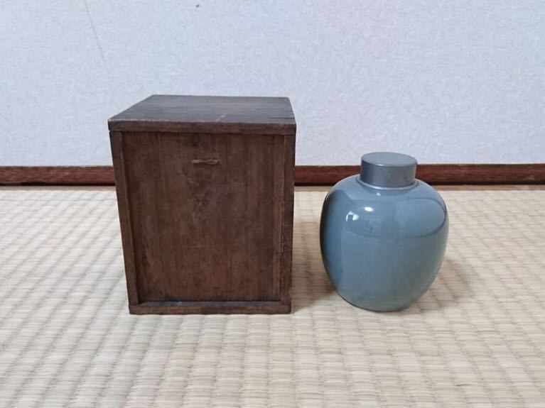 煎茶道具 茶道具 茶心壷 Yahoo!オークション 時代物 青磁 錫口 良品