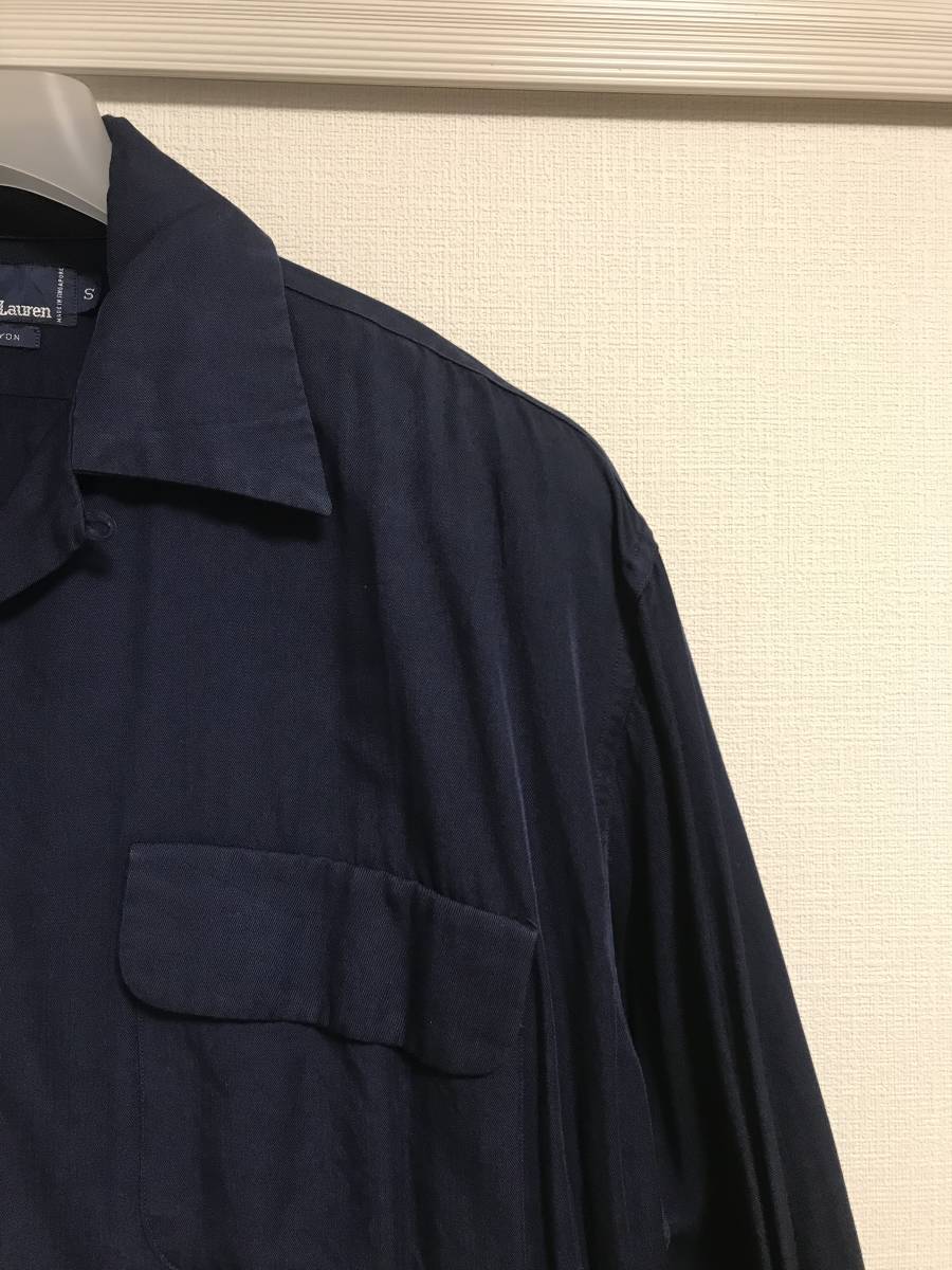 USA製 80sレーヨン長袖 ポロ ラルフローレン オープンカラー