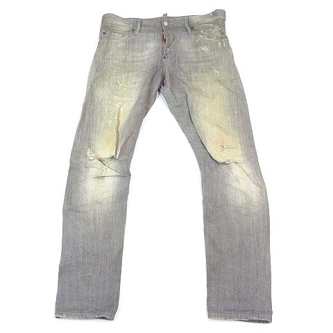 ディースクエアード DSQUARED2 デニムパンツ ジーンズ ペイント加工 ダメージ加工 ボタンフライ グレー 44 ボトムス ☆AA★ ※H DSQUARED2 デニムパンツ ディースクエアード サイズ:46 インディゴ DSQUARED2（ディースクエアード）