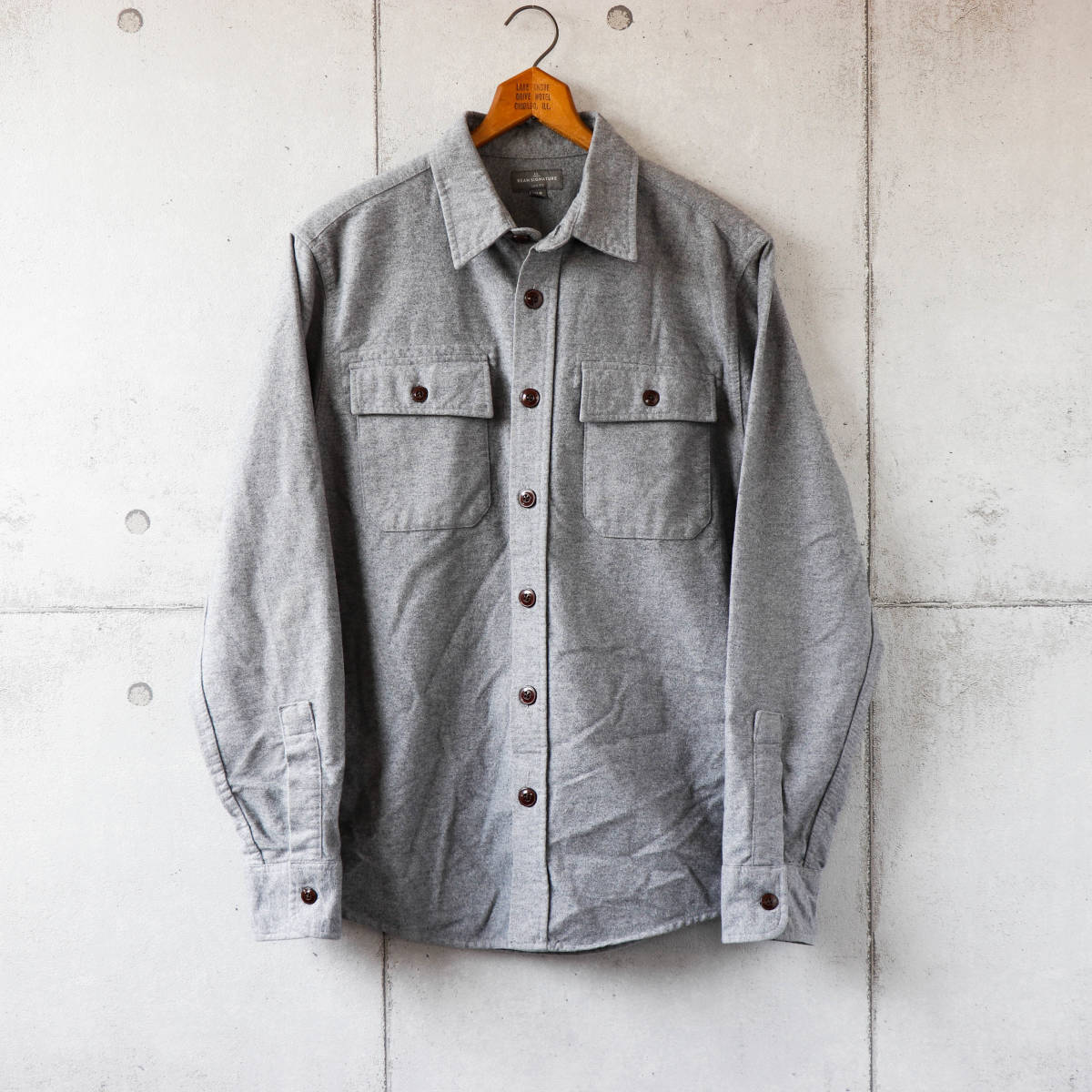 新作入荷，品質保証 L.L.Bean Signatureエルエルビーンシグネチャー◆シャモアクロスシャツ◆グレー◆サイズM