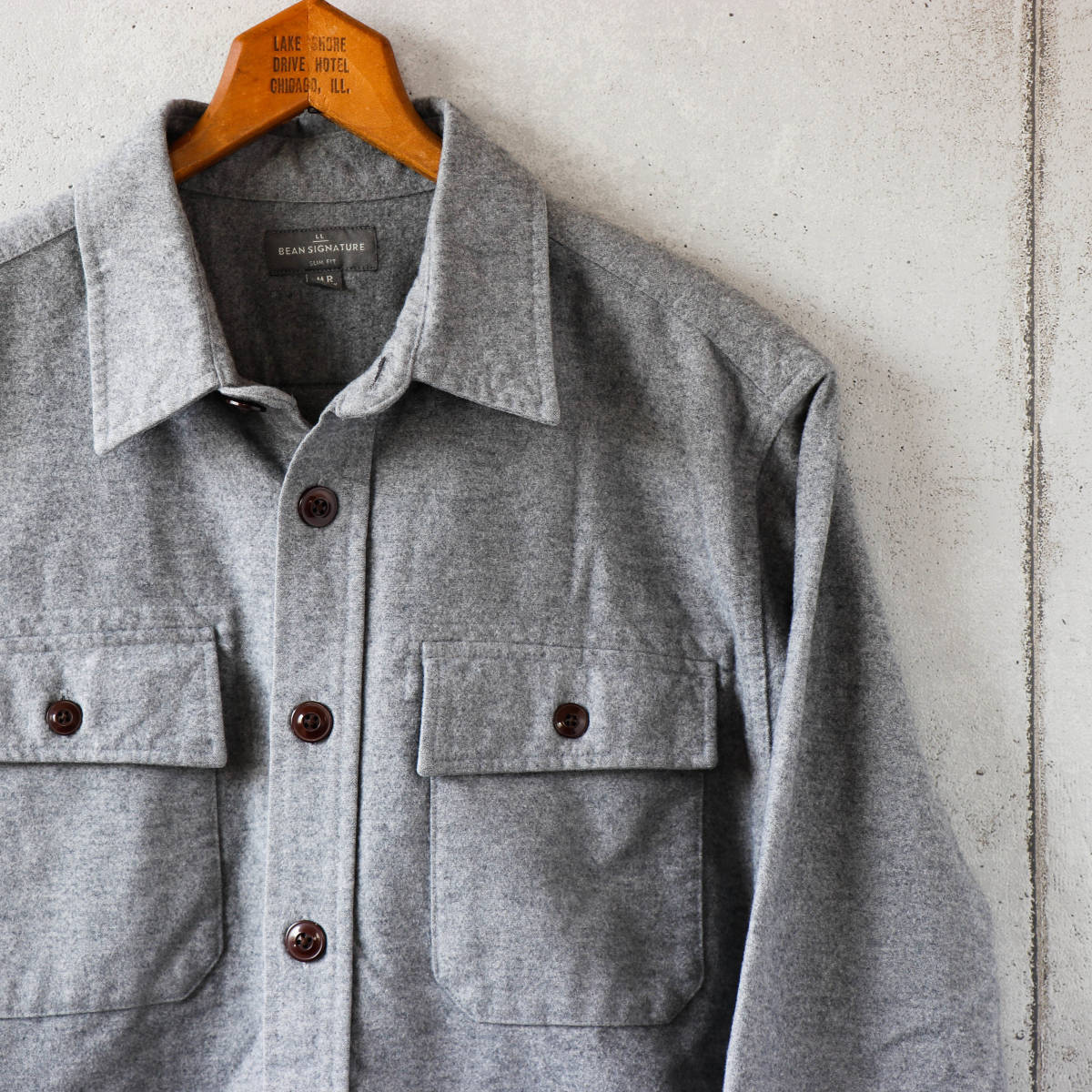 新作入荷，品質保証 L.L.Bean Signatureエルエルビーンシグネチャー◆シャモアクロスシャツ◆グレー◆サイズM