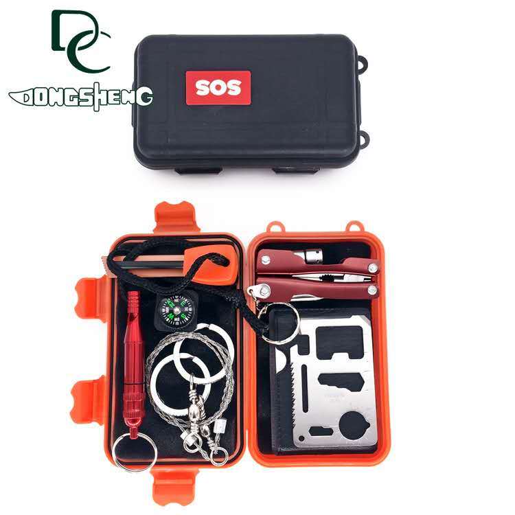 日本郵便　サバイバル 万能 ツール 6点セット 救急箱 道具 SOS 工具 ナイフ 笛 ホイッスル ファイヤースターターアウトドア　オレンジ_4