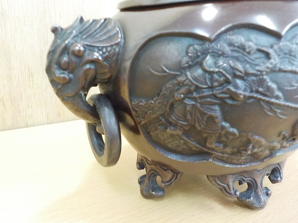 香炉 高岡銅器 招福七福神 青銅製 吉祥 蝋型青銅製 大森孝志作 桐箱入