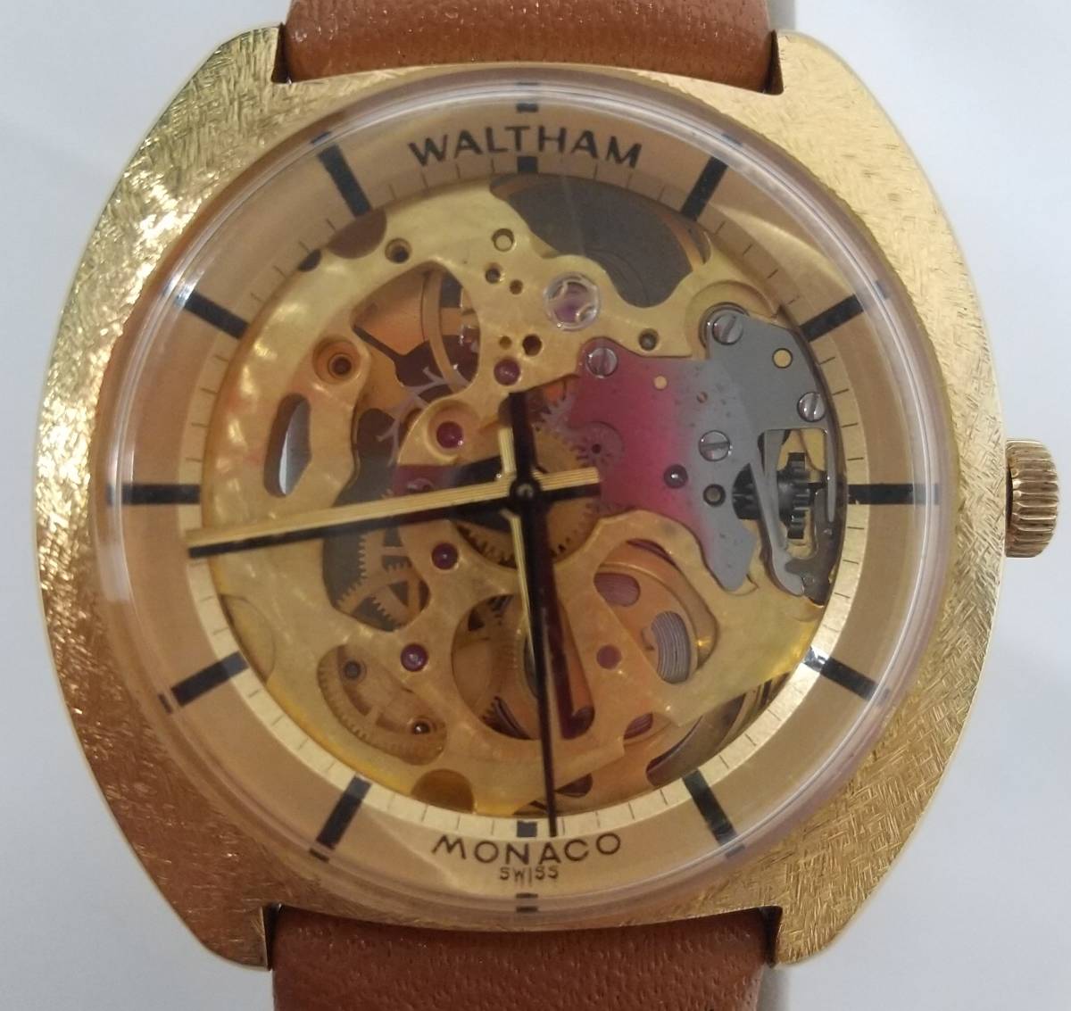 希少！！WALTHAM MONACO ウォルサム モナコ スケルトン 手巻き 腕時計 