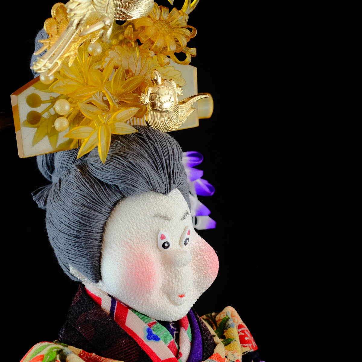 昔々大松屋の創作人形 ほんわか殿さま 中 検索用/ぶす姫 古布 縮緬
