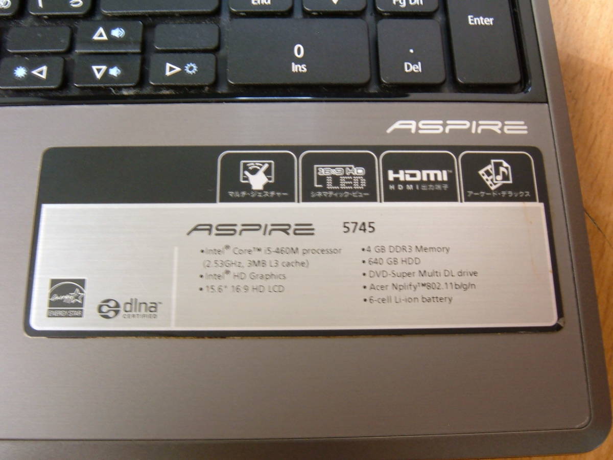 エイサー ASPIRE 5745-A54E⁄K⁄中古特価美品 Acer Aspire ノート