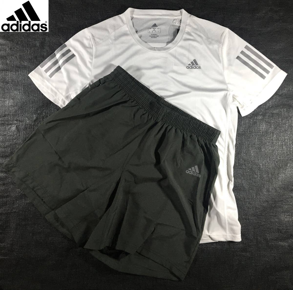 【HOT，大人気】 L アディダス ADIDAS 半袖 Tシャツ 白 遮光 反射 短パン 上下 吸汗 速乾 ショーツ ジョギング マラソン 黒 ブラック ホワイト 正規品(アディダス)｜売買されたオークション情報、yahooの商品情報 ジャージ