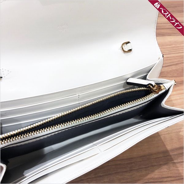 MCM フラップ長財布 財布 チェーンウォレット ビセトス柄 白 金具付き 