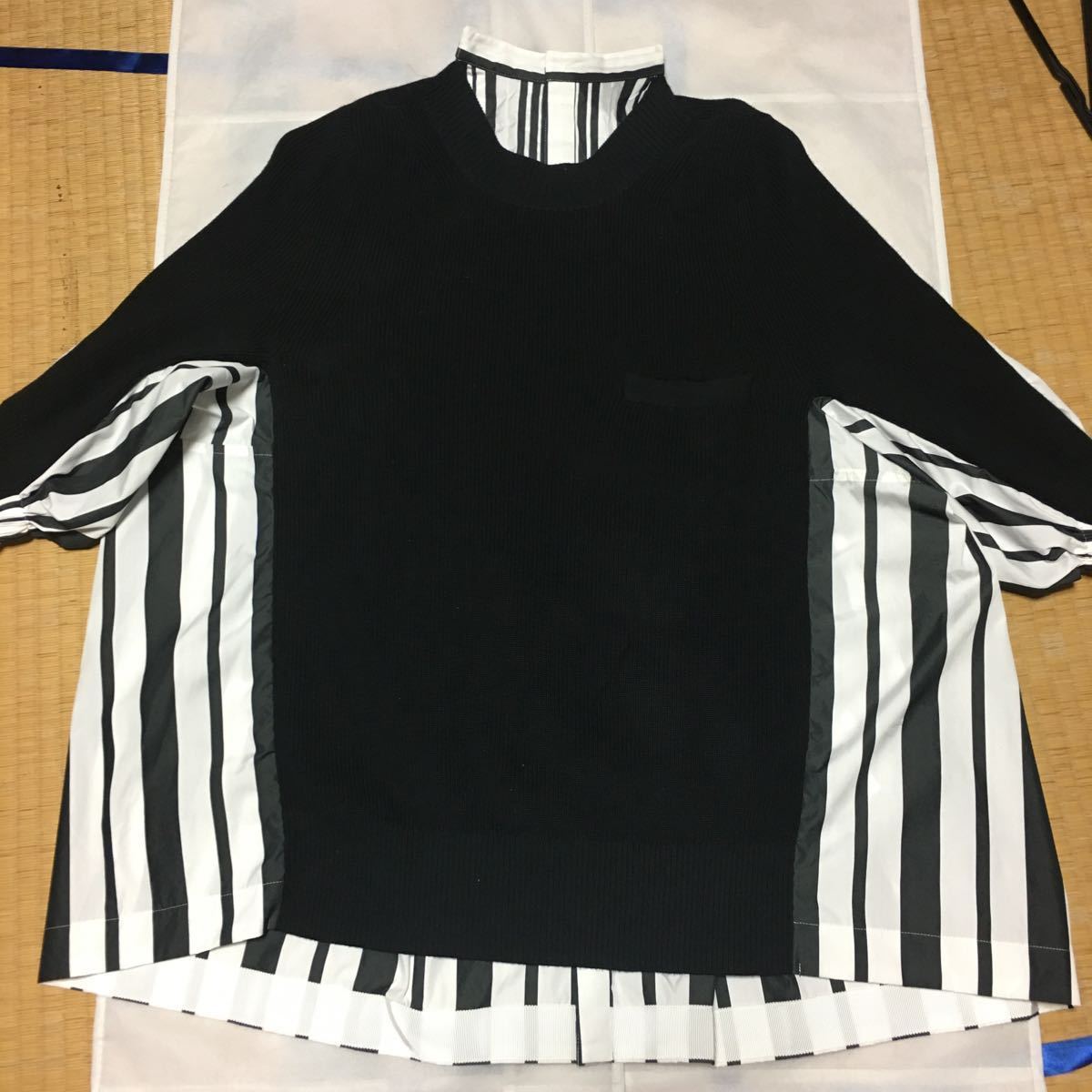 sacai レディース 異素材ドッキングニット ブラック 今期新作 20 サカイ sacai ドッキングニット 異素材 トップス 【公式通販】