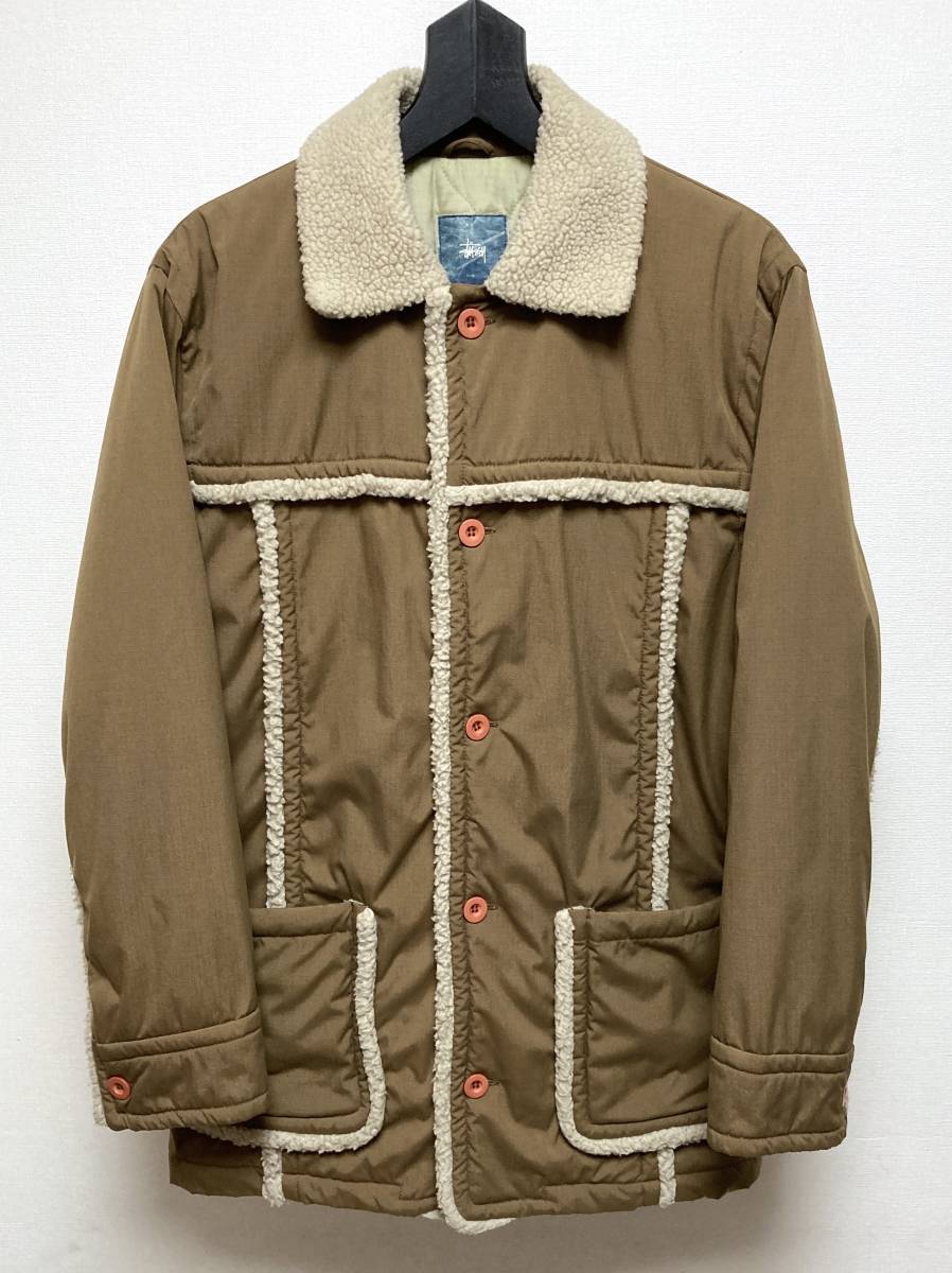 STUSSY 90s ナイロン ボア ハーフ コート 中綿 キルティング