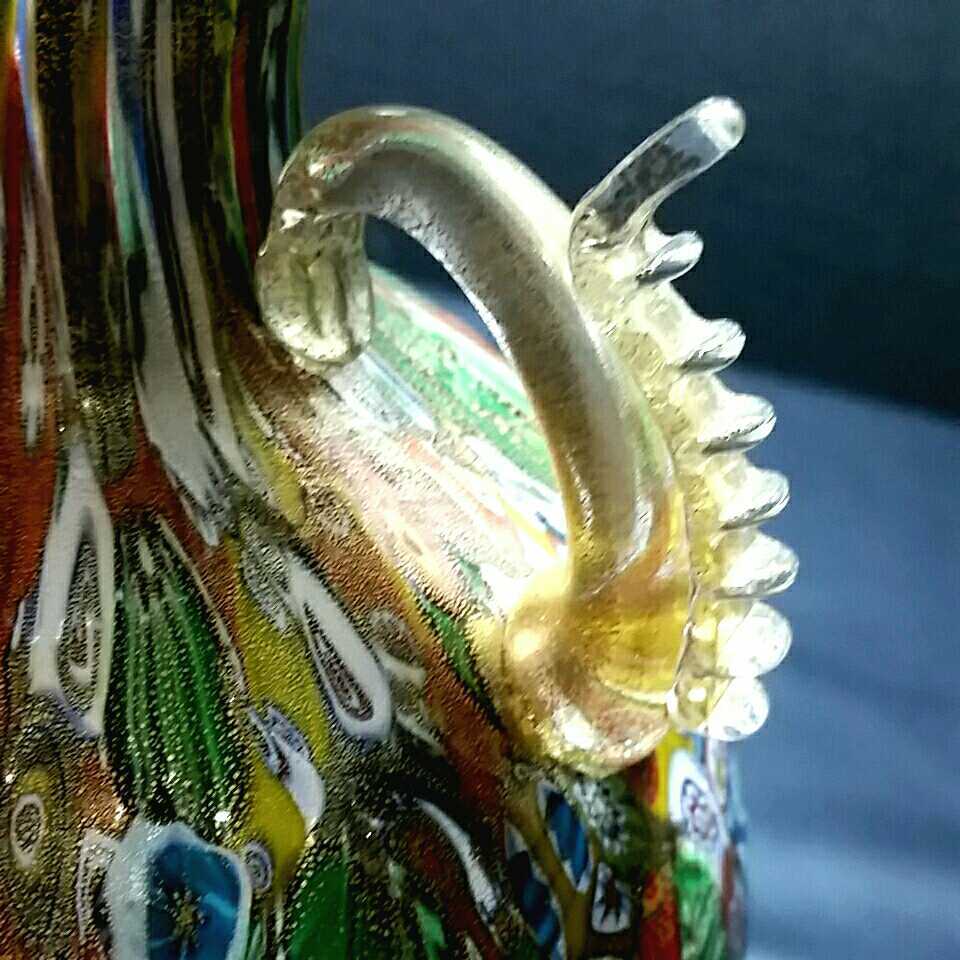 MURANO】☆ムラノ ミルフィオリ 耳付 一輪挿し オブジェ☆イタリア