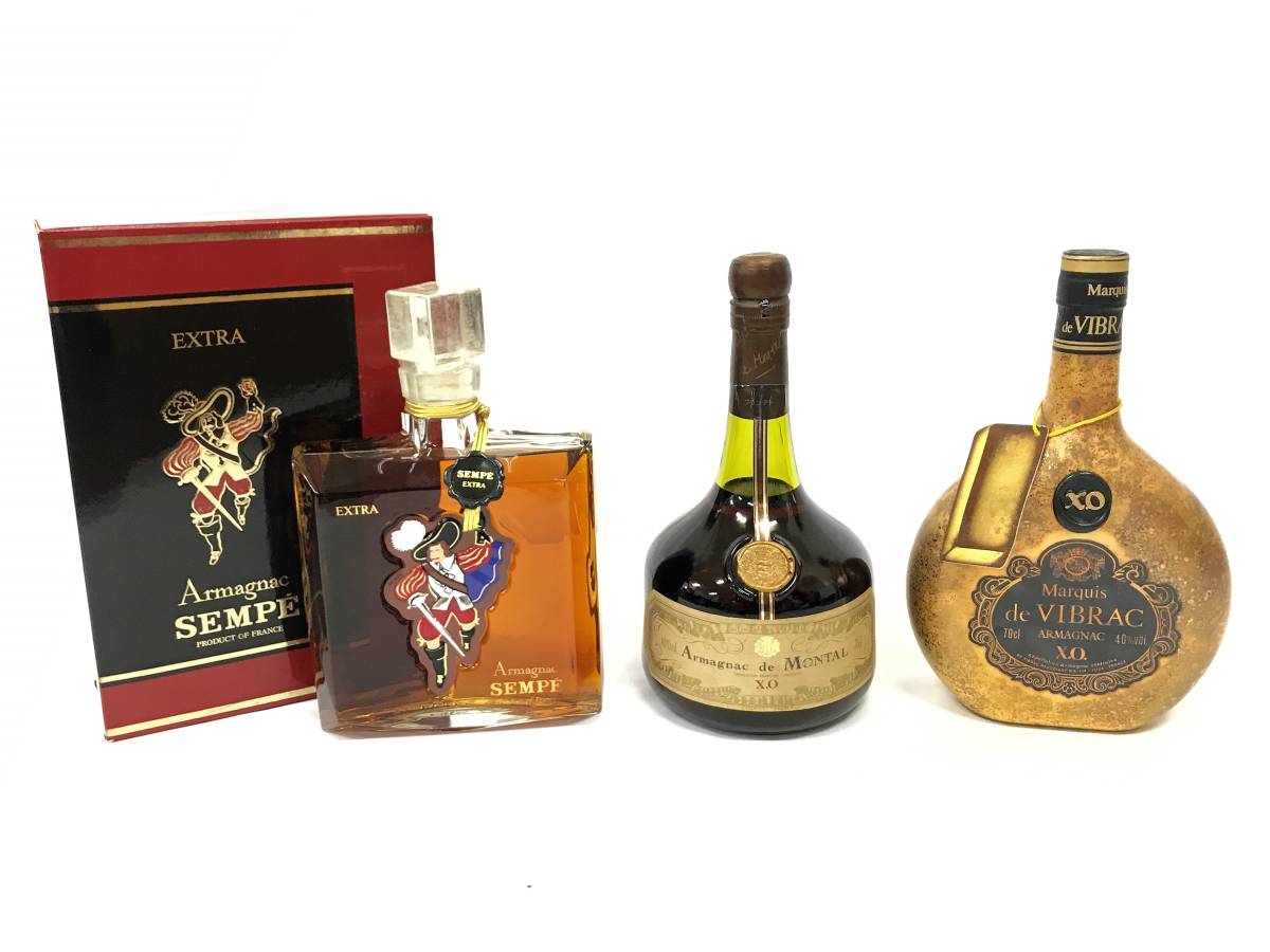 【送料無料，豊富な】 未開栓 / アルマニャック ブランデー 3本 SEMPE EXTRA サンペ エクストラ 箱付き / Armagnac de MONTAL X.O / Marquis de VIBRAC X.O.(アルマニャック)｜売買されたオークション情報、yahooの商品情報をアーカイ アルマニャック