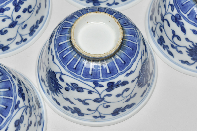 新渡 青花 唐草文 煎茶碗 七客 箱付 】 京焼 煎茶道具 【公式通販】