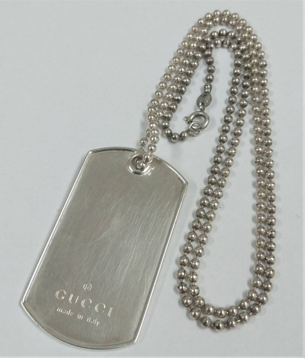 ドッグタグ プレート グッチ GUCCI SV925 ロゴ ペンダントトップ 