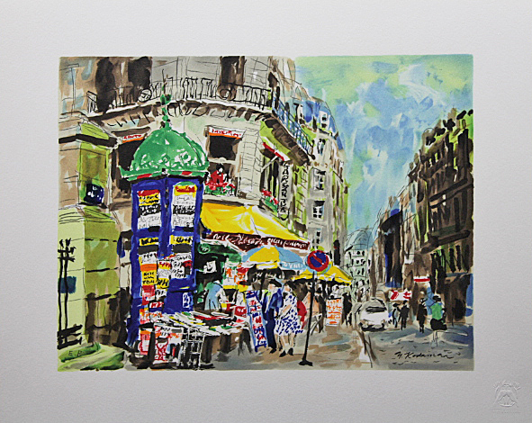 児玉幸雄 リトグラフ 「サントノーレ通り」 児玉幸雄「サントノーレ