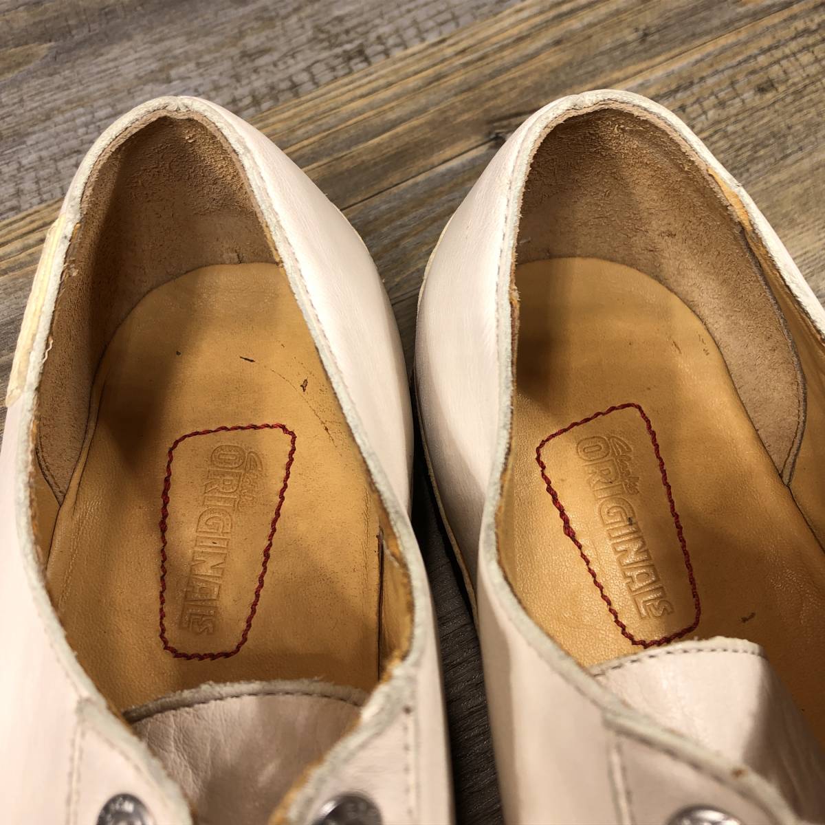 □Clarks□ 26cm UK8 白 ホワイト クラークス レザースニーカー メンズ 