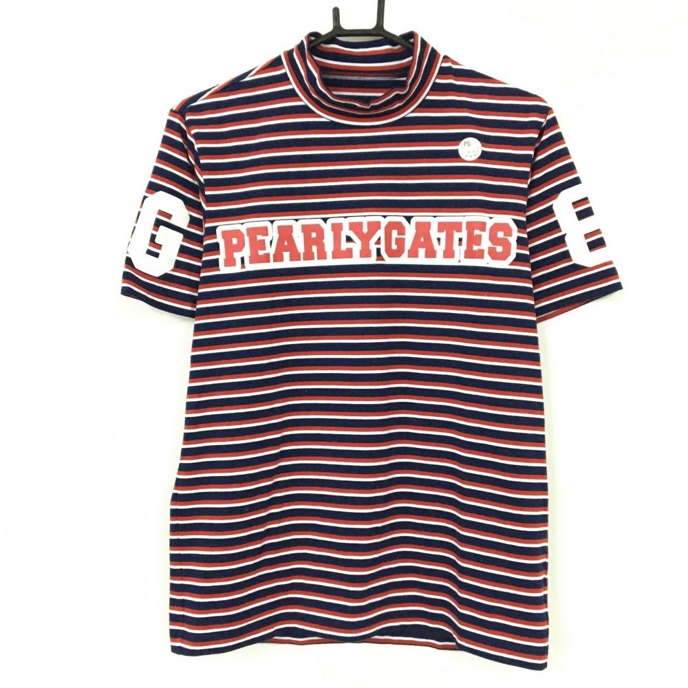 お買い得，2026 超 PEARLEY GATES パーリーゲイツ 半袖ハイネックシャツ ネイビー&times;レッド ボーダー トリコロール メンズ 4 M ゴルフウェア(パーリーゲイツ)｜売買されたオークション情報、yahooの商品情報を シャツ