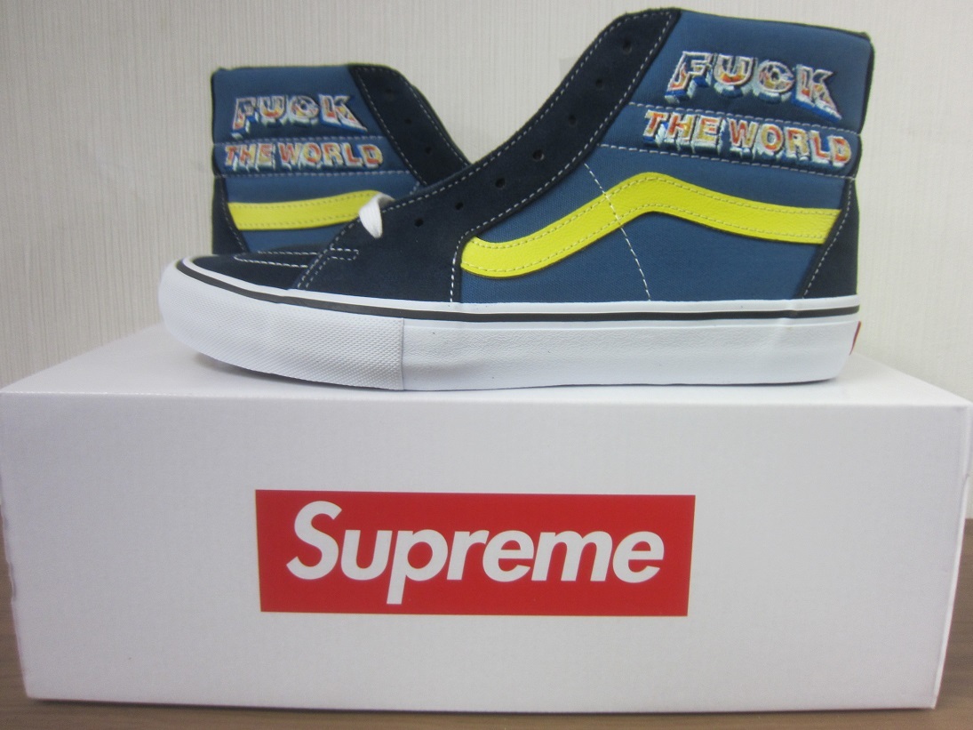 大人気，定番人気 品 SUPREME&times;VANS シュプリーム&times;ヴァンズ Sk8-Hi Pro FUCK THE WORLD スケートハイプロ ゴールデンサイズ 彡(27.5cm)｜売買されたオークション情報、yahooの商品情報をアーカイブ公開 - オークファ 27.5cm