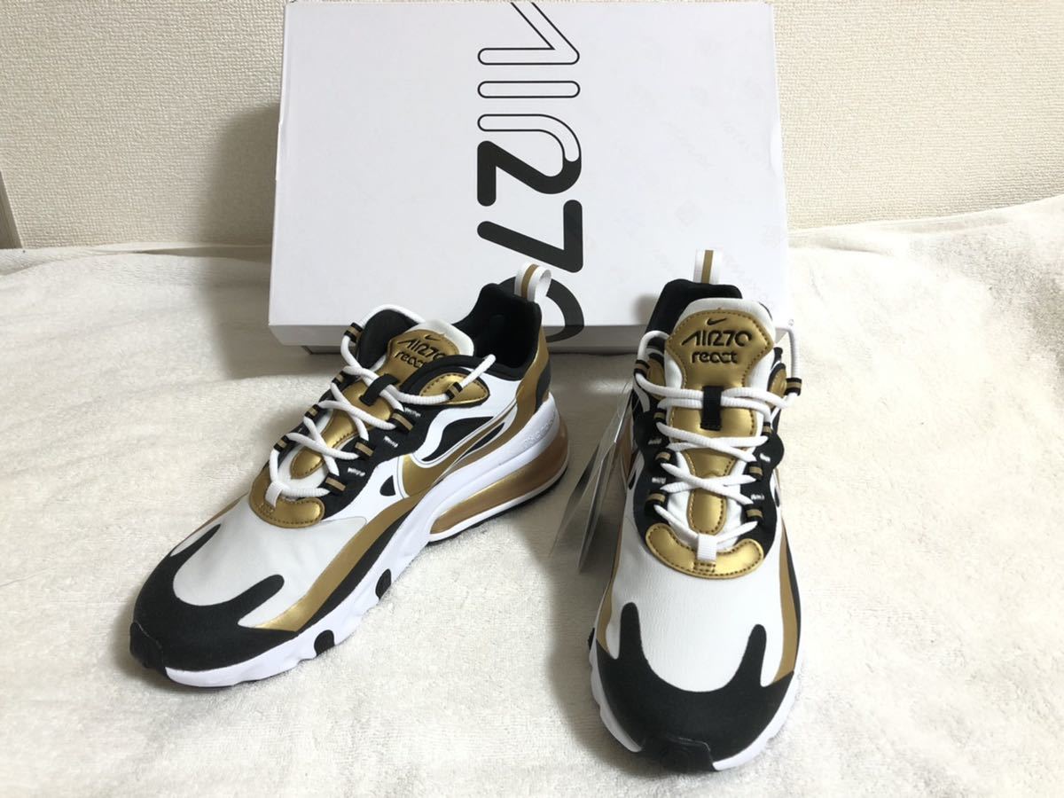 超激得，豊富な 箱付き ナイキエア マックス 270 リアクト NIKE AIR MAX 270 React ゴールド/ホワイト/ブラック ナイキジャパン正規品 サイズ26cm(26.0cm)｜売買されたオークション情報、yahooの商品情報をアーカイブ公 26.0cm