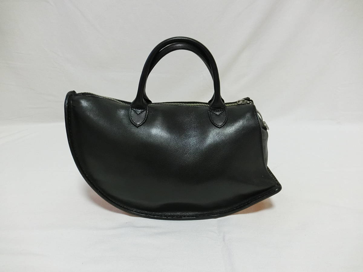 MASAKI MATUSHIMA マサキマツシマ 船形 レザー ハンドバッグ ブラック