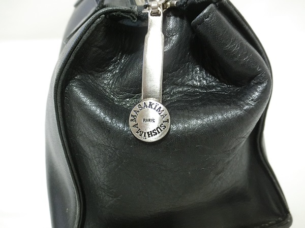 MASAKI MATUSHIMA マサキマツシマ 船形 レザー ハンドバッグ ブラック