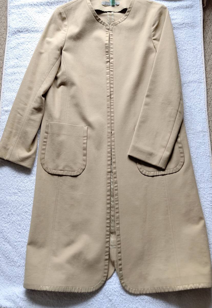 ☆ セオリーリュクス theory luxe ベージュ ノーカラー 薄手 コート 