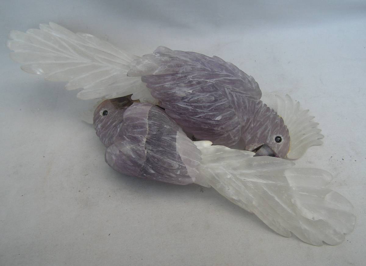 天然石 アメジスト 彫刻 置物 オブジェの通販 鳥 オブジェ 