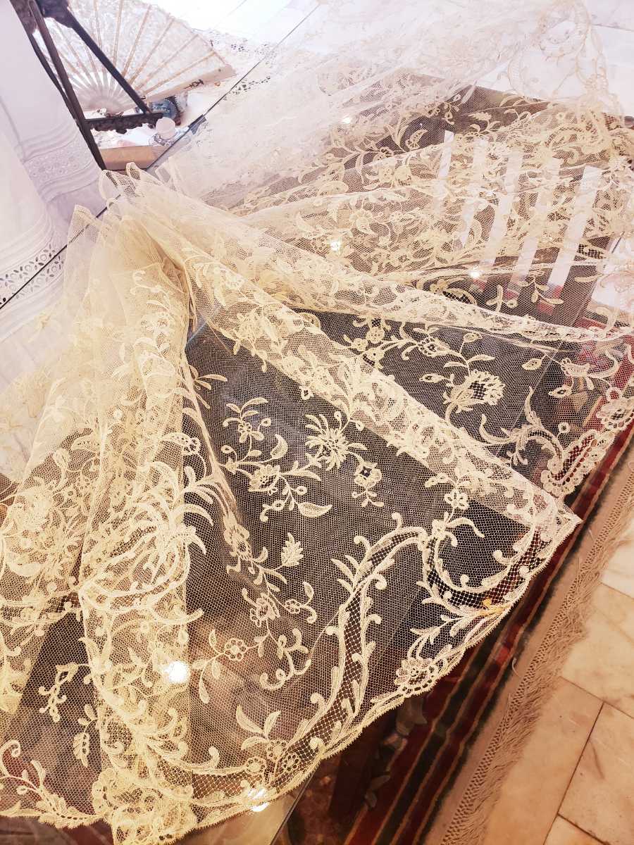 フランスアンティーク 19世紀 1880年頃 美しい手刺繍 アプリカシオン