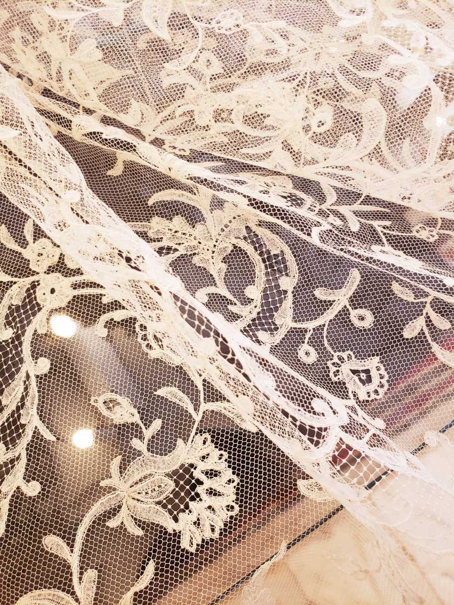 フランスアンティーク 19世紀 1880年頃 美しい手刺繍 アプリカシオン