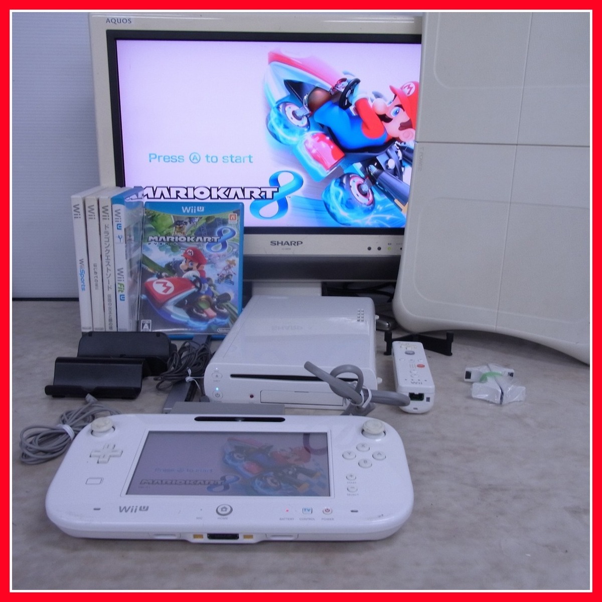 Wiiu 8gb 本体 シロ Wii リモコン センサーバー 等 周辺機器 マリオカート8 等 ソフト5本 セット Nintendo 任天堂 40 Wii U本体 売買されたオークション情報 Yahooの商品情報をアーカイブ公開 オークファン Aucfan Com