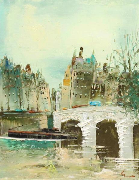「真作」住田昭「PARIS」風景画　油彩画　額装　サイン有り　F6号 真作】【WISH】住田昭「PARIS」油彩 1980年作 〇サロン・ドートンヌ等