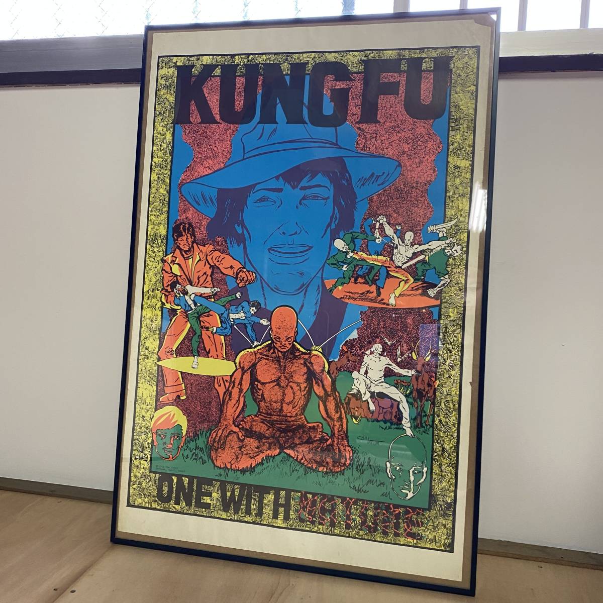 ビンテージ　1973s KUNG FU カンフー　ポスター　絵　絵画　アート　フレーム付き　CARTAYLOR 201210
