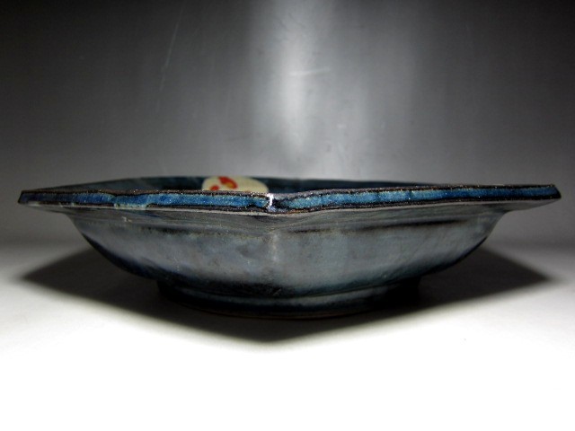 河井寛次郎 呉須花絵鉢 奥行きある景色の逸品 e880 | 河井寛次郎 - 碧釉