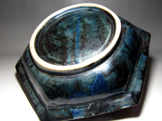 河井寛次郎 呉須花絵鉢 奥行きある景色の逸品 e880 | 河井寛次郎 - 碧釉