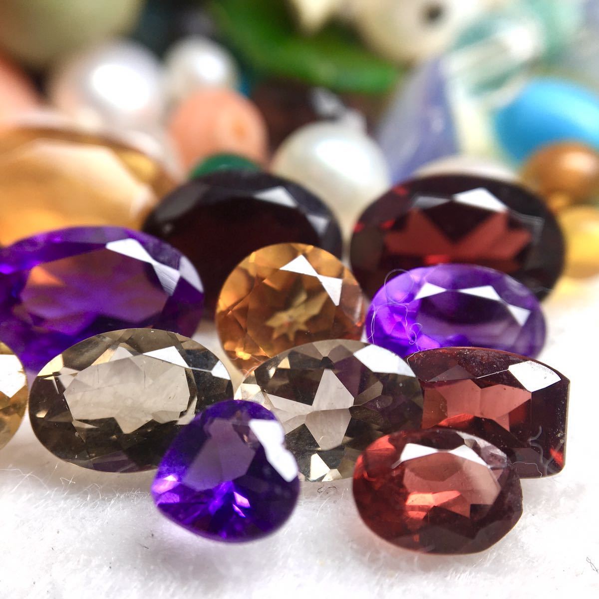 大量3000ct!!［色石おまとめ］スモーキークォーツ 水晶 天然石 翡翠 