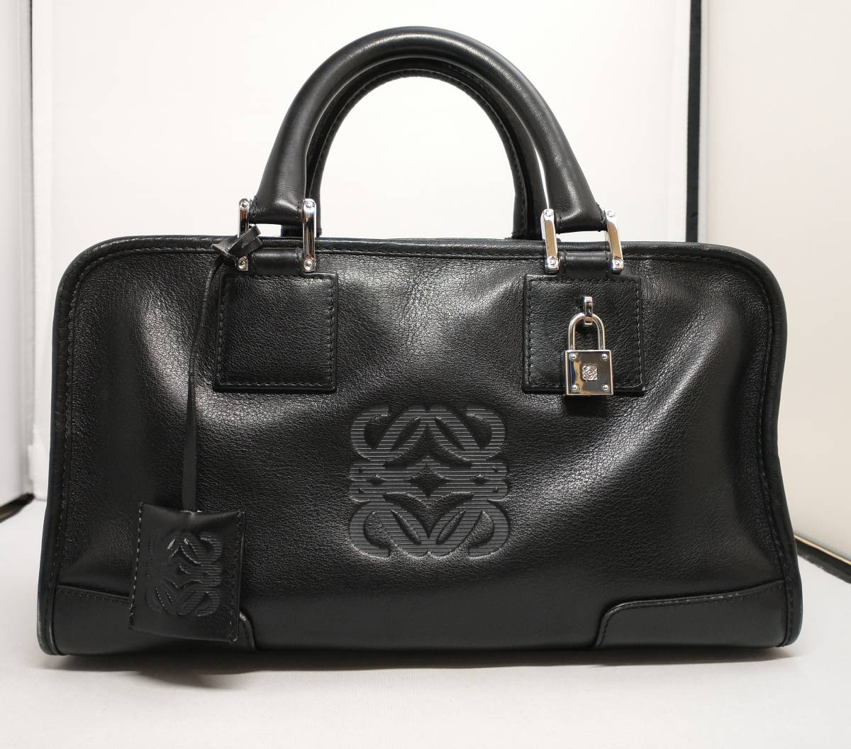 LOEWE ロエベ アマソナ アナグラム レザー ハンドバッグ ブラック 