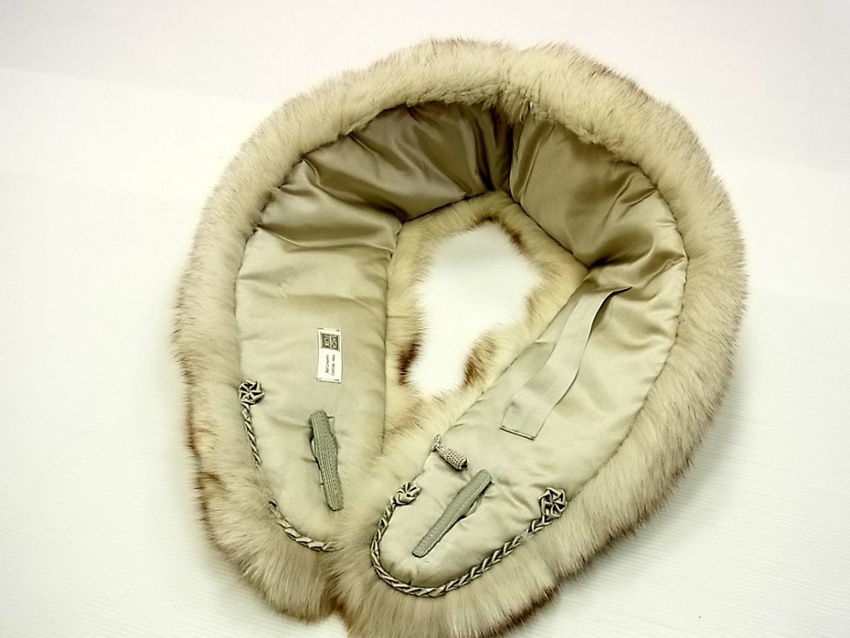 1円 美品◇サガフォックス毛皮 ホワイトフォックス ショール ティ  