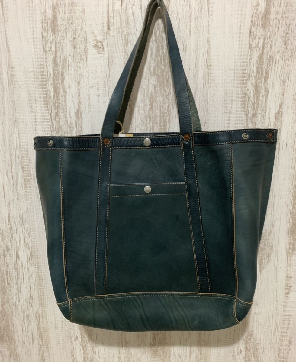 売り切り 新品 RRL DOUBLE インディゴ藍染レザー トートバッグ ラルフ