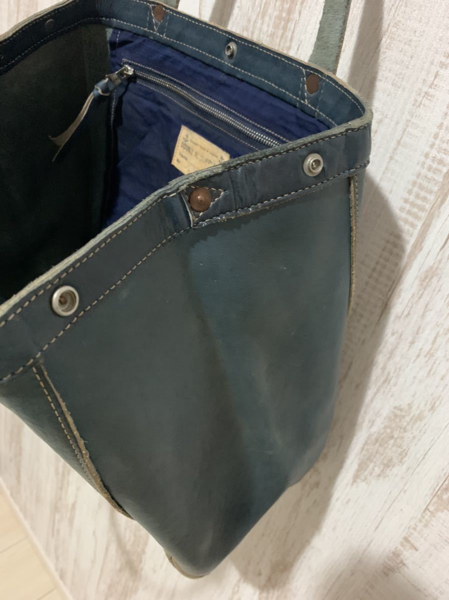 売り切り 新品 RRL DOUBLE インディゴ藍染レザー トートバッグ ラルフ