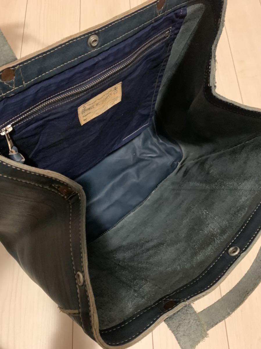 売り切り 新品 RRL DOUBLE インディゴ藍染レザー トートバッグ ラルフ