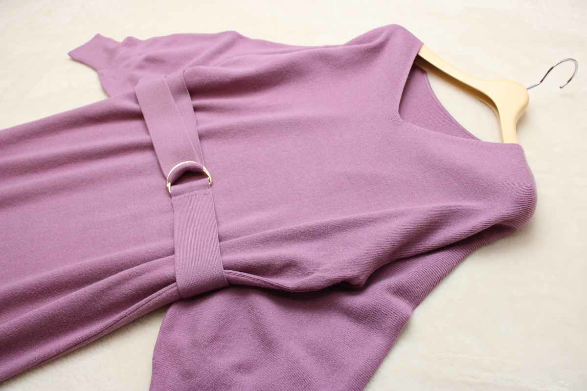 1 257 ベルト付きボリューム袖ｖネックニットワンピース パープルｆサイズ Mサイズ 売買されたオークション情報 Yahooの商品情報をアーカイブ公開 オークファン Aucfan Com