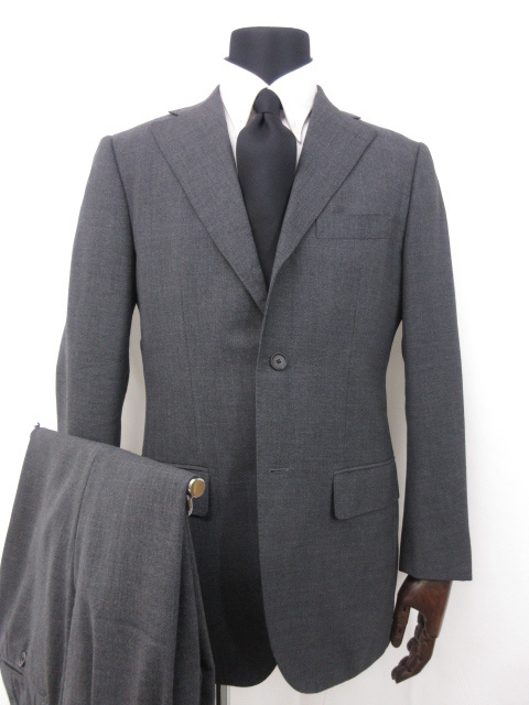 超美品 【シップス SHIPS】F.lli ORMEZZANO シャンブレー調 3ボタン 段返り スーツ (メンズ) size46 チャコールグレー 伊製 □16MS8274□
