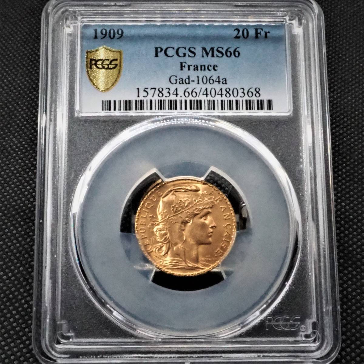 フランス MS66 ルースター マリアンヌ PCGS 高鑑定・金価格高騰中1909