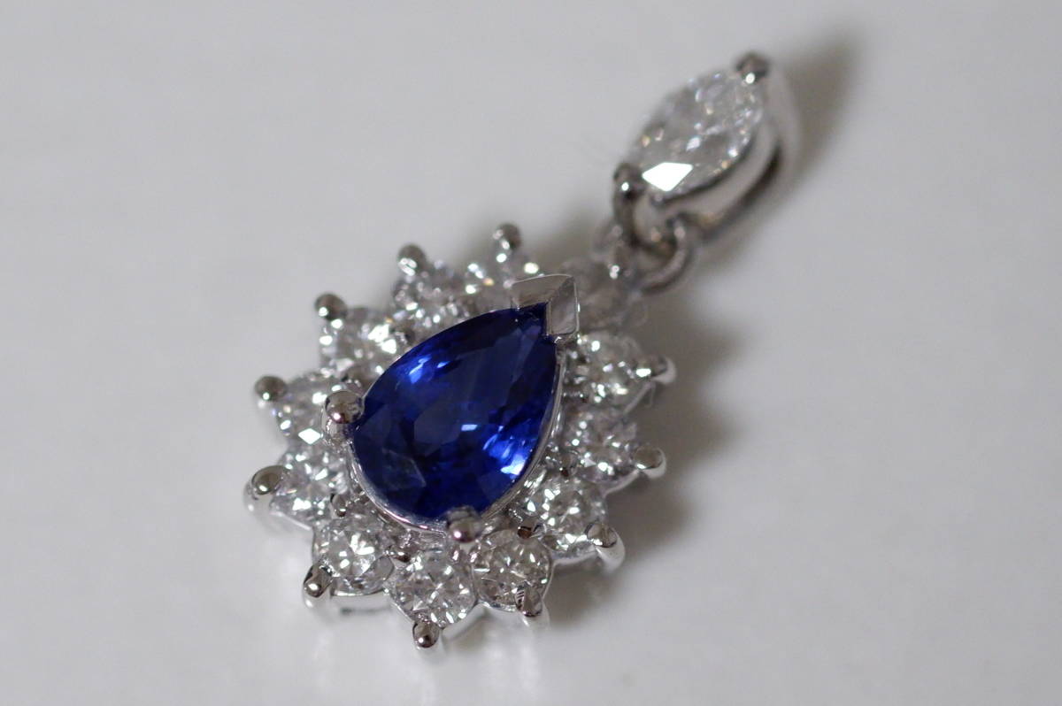 Pt900 サファイア 0.55ct ダイヤモンド 0.43ct ペンダントトップ 